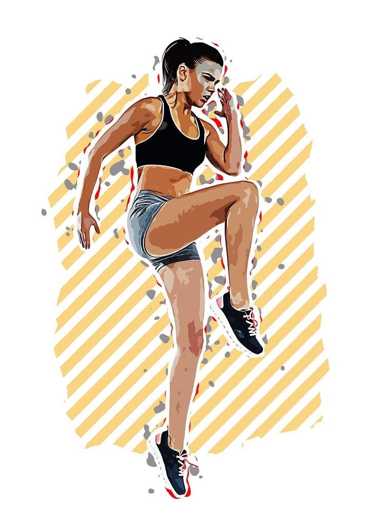 Female athlete performing identical professional training drills